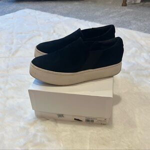 Vince Women's Black Suede Slip-On Platform Sneakers